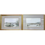 PAIR OF WATERCOLOURS BANGOR AND COMBER LES JONES