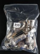 QUANTITY OF SILVER ITEMS TO INCLUDE IRISH SILVER SUGAT TONGS