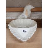 BELLEEK DISH AND BELLEEK DOG