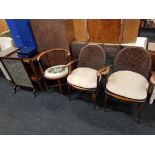 3 CHAIRS, TROLLEY AND FIRE SCREEN