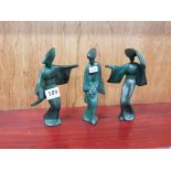 3 MID CENTURY BRONZE FIGURES