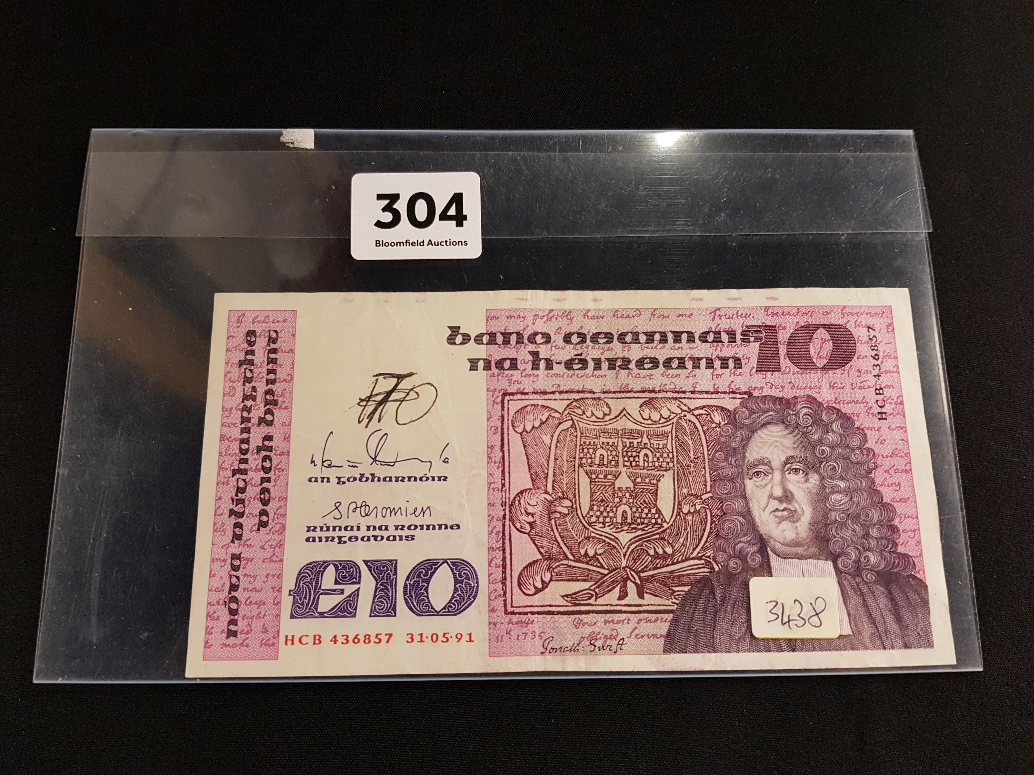 CENTRAL BANK OF IRELAND £10.00 NOTE