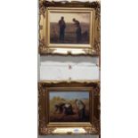 PAIR OF GOLD GILDED FRAMED FARMING SCENES