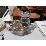 EPNS TEA SET AND TRAYS