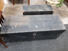 2 OLD WOODEN TOOL BOXES AND TOOLS