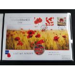 LEST WE FORGET 2016 REMEMBRANCE DAY £5 SILVER PROOF COIN COVER