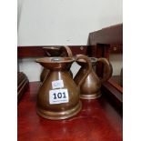 SET OLD GRADUATED COPPER MEASURE JUGS