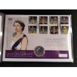 HER MAJESTY IN SERVICE COMMEMORATIVE SILVER COIN COVER