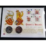 THE QUEENS BEASTS UK STAMP AND DOUBLE COIN COVER