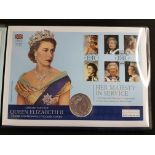 HER MAJESTY IN SERVICE SILVER COMMEMORATIVE COIN COVER