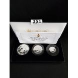 100TH ANNIVERSARY OF THE HOUSE OF WINDSOR SOLID SILVER PROOF COIN COLLECTION OF 3