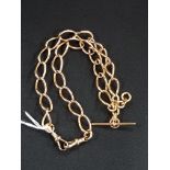 ANTIQUE 9 CARAT GOLD ALBERT CHAIN - EVERY LINK STAMPED 50 GMS