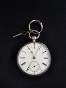 ANTIQUE FUSEE DRIVEN SILVER POCKET WATCH