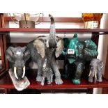 SHELF LOT OF ELEPHANT FIGURES