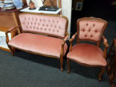 VINTAGE DOUBLE ENDED COUCH AND CHAIR