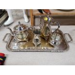 EPNS TEA SET AND TRAY