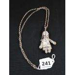 LARGE SILVER RAG DOLL PENDANT ON SILVER CHAIN