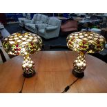 PAIR OF LARGE TIFFANY STYLE LAMPS