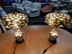 PAIR OF LARGE TIFFANY STYLE LAMPS