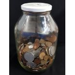 JAR OF MISCELLANEOUS COINS