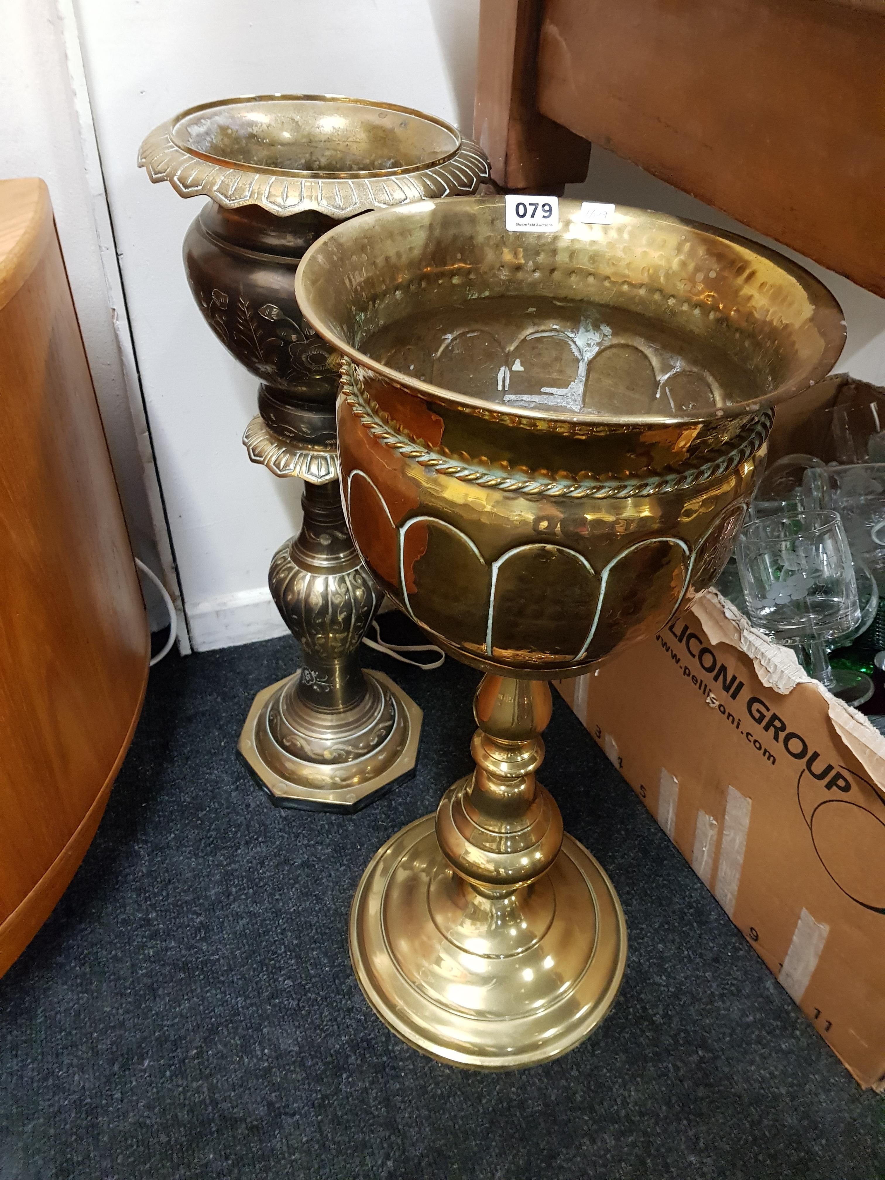 2 LARGE BRASS PLANTERS