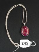 SILVER AND AGATE FOB ON SILVER CHAIN