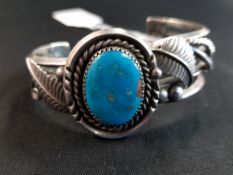 SILVER AND TURQUOISE CUFF BANGLE