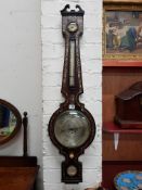 FINE QUALITY REGENCY BAROMETER MOTHER OF PEARL INLAY AND ROSEWOOD, BY B.PEDRONCINI