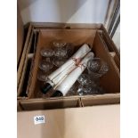 BOX OF GLASSWARE, 2 ORIENTAL SCROLLS