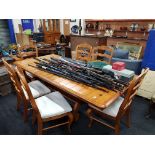 PINE DINING TABLE AND 6 CHAIRS