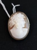 9 CARAT WHITE GOLD CAMEO BROOCH