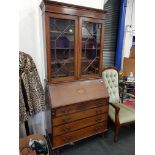 ANTIQUE INLAID BUREAU BOOKCASE