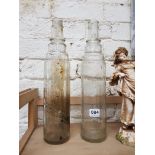 2 MOTOR OIL GLASS BOTTLES