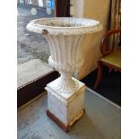 ANTIQUE CAST IRON JARDINAIRE ON STAND