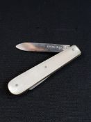 SILVER AND MOTHER OF PEARL FRUIT KNIFE