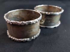 2 SILVER NAPKIN RINGS