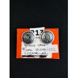 PAIR OF RUC QUEENS CROW BUTTONS