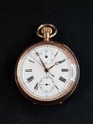 ANTIQUE 9 CARAT GOLD CHRONOGRAPHIC POCKET WATCH 114G TOTAL
