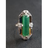GOLD SILVER AND JADE STYLE RING
