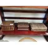 3 SMALL WOODEN CARVED JEWELLERY BOXES