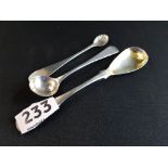 EP SALT SPOON WITH SHELL BOWL, MUSTARD SPOON, LONDON 1823, EGG SPOON EDINBURGH 1826