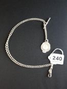 SILVER WATCH CHAIN AND FOB