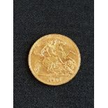 22 CARAT GOLD HALF SOVEREIGN GEORGE V 1911