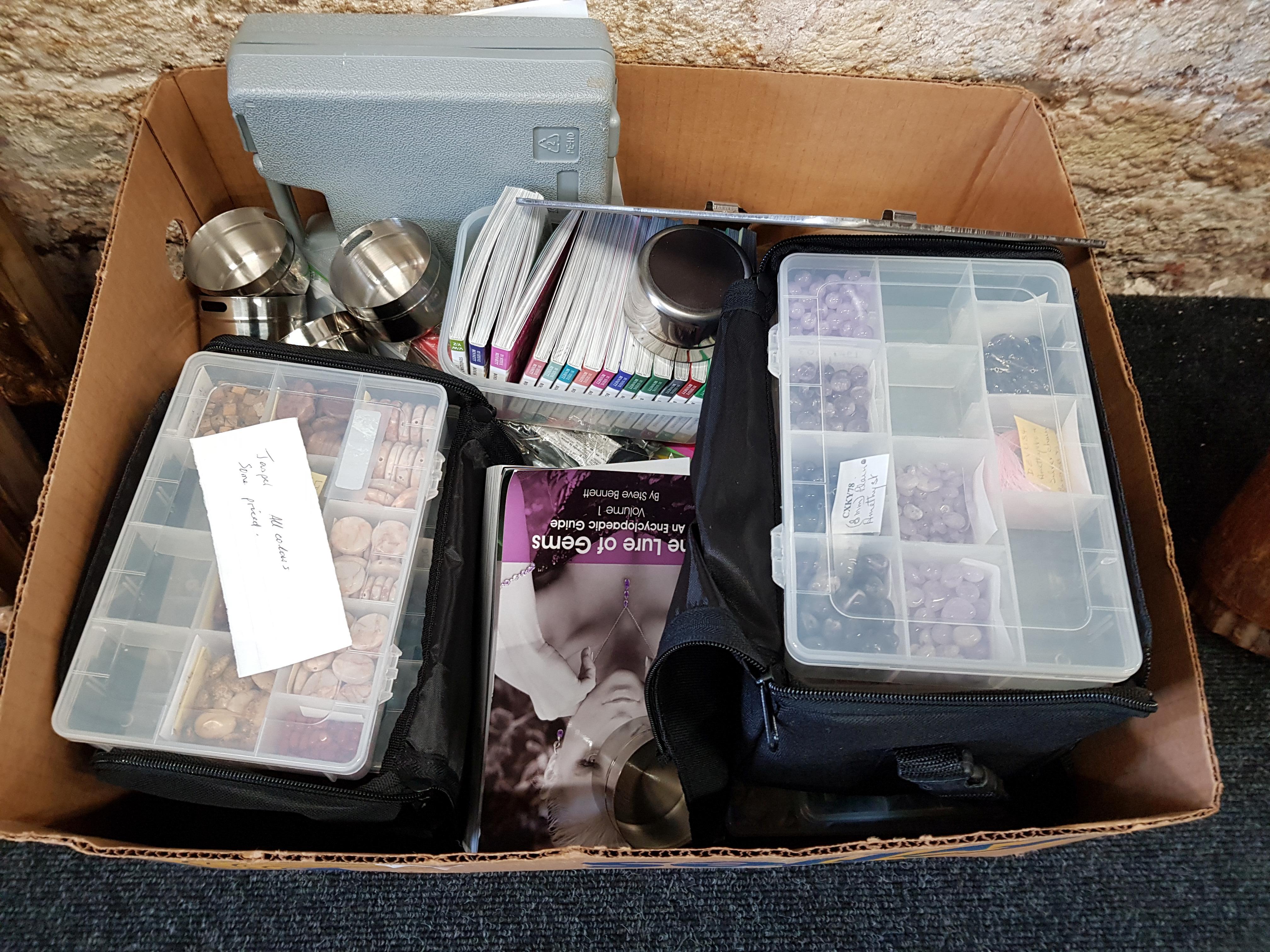 BOX OF JEWELERY MAKING ITEMS