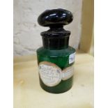 VICTORIAN GREEN GLASS SMELLING SALTS BOTTLE