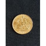 22 CARAT GOLD HALF SOVEREIGN COIN EDWARD VII 1906