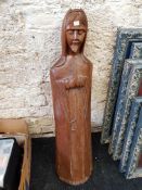 ANTIQUE 2 FT 9'' CARVED RELIGIOUS FIGURE
