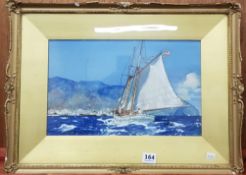 WATERCOLOUR SAILING IN THE BAY KENNETH D SHOESMITH 14' X 8.5'