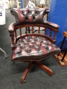 OX BLOOD LEATHER BUTTONED LIBRARY CHAIR