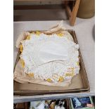BOX OF OLD LINENS